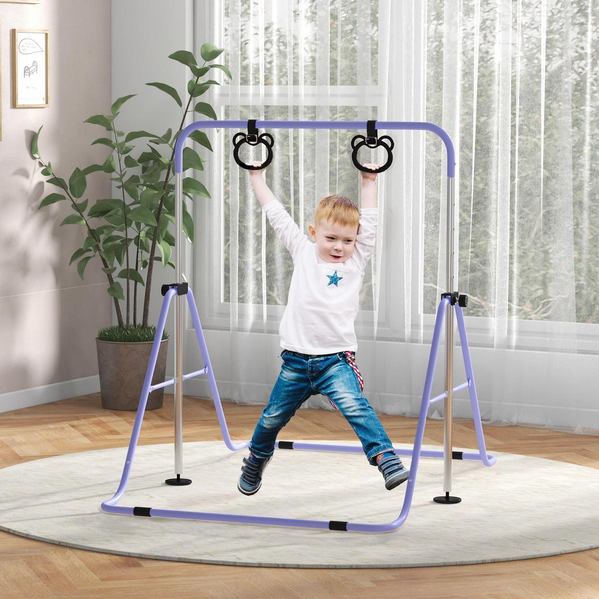 KINDERTURNSTANGE Stahl Violett - Violett, Metall (105/128/148cm) - HOMCOM