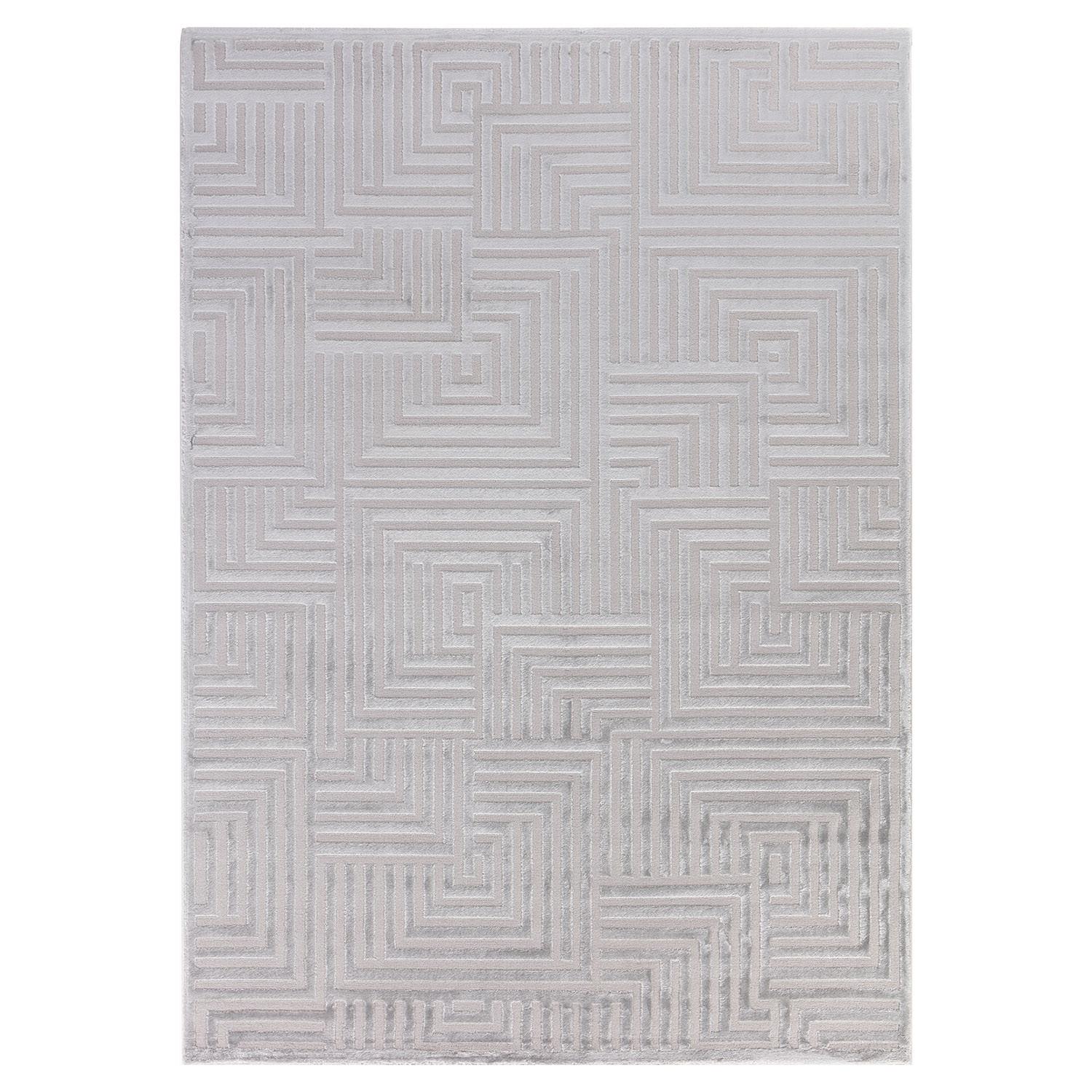 TEPPICH Kurzflor ILLER in Silber, mit 3D-Design, aus Jute, Florhöhe 12 mm, 140 x 200 cm - Silberfarben, Textil (140/200cm) - KADIMA DESIGN