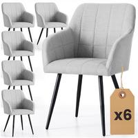 POLSTERSTUHL 6er Set, Metallbeine Hellgrau, Schwarz, X 54/82/58 - Hellgrau/Schwarz, Textil (54/82/51cm) - RAUMHIRSCH FURNITURE