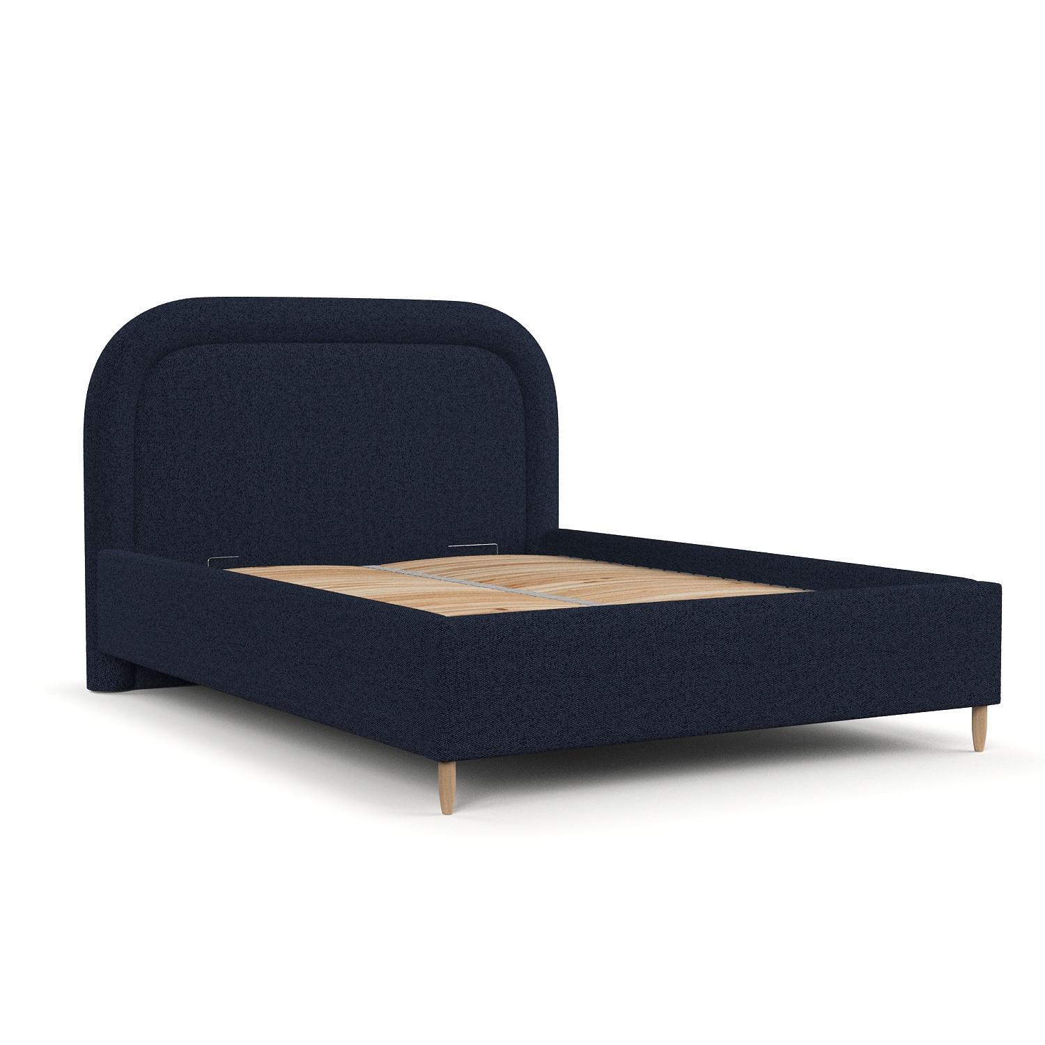 POLSTERBETT Zoya 180/200 cm Marineblau im Riva Stoff - Naturfarben/Dunkelblau, Holz/Holzwerkstoff (180/200cm) - AltaBeds