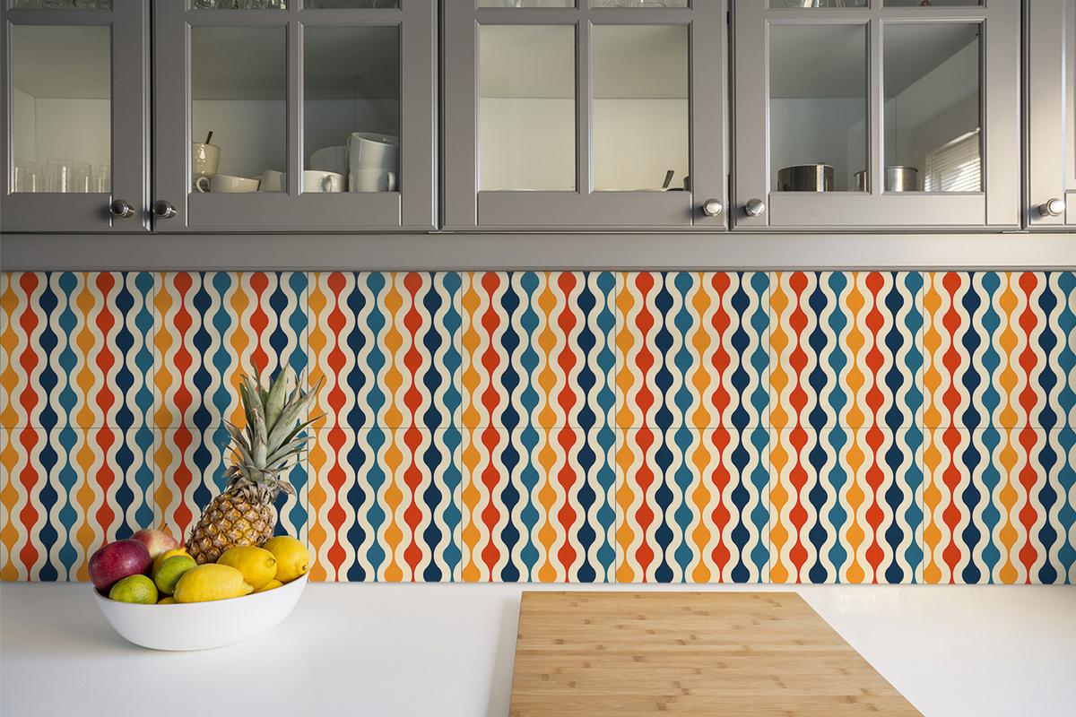FLIESENAUFKLEBER 9 Stück 30x30 cm selbstklebend Retro-Muster - Multicolor, Textil (30/1.6/30cm) - TULUP