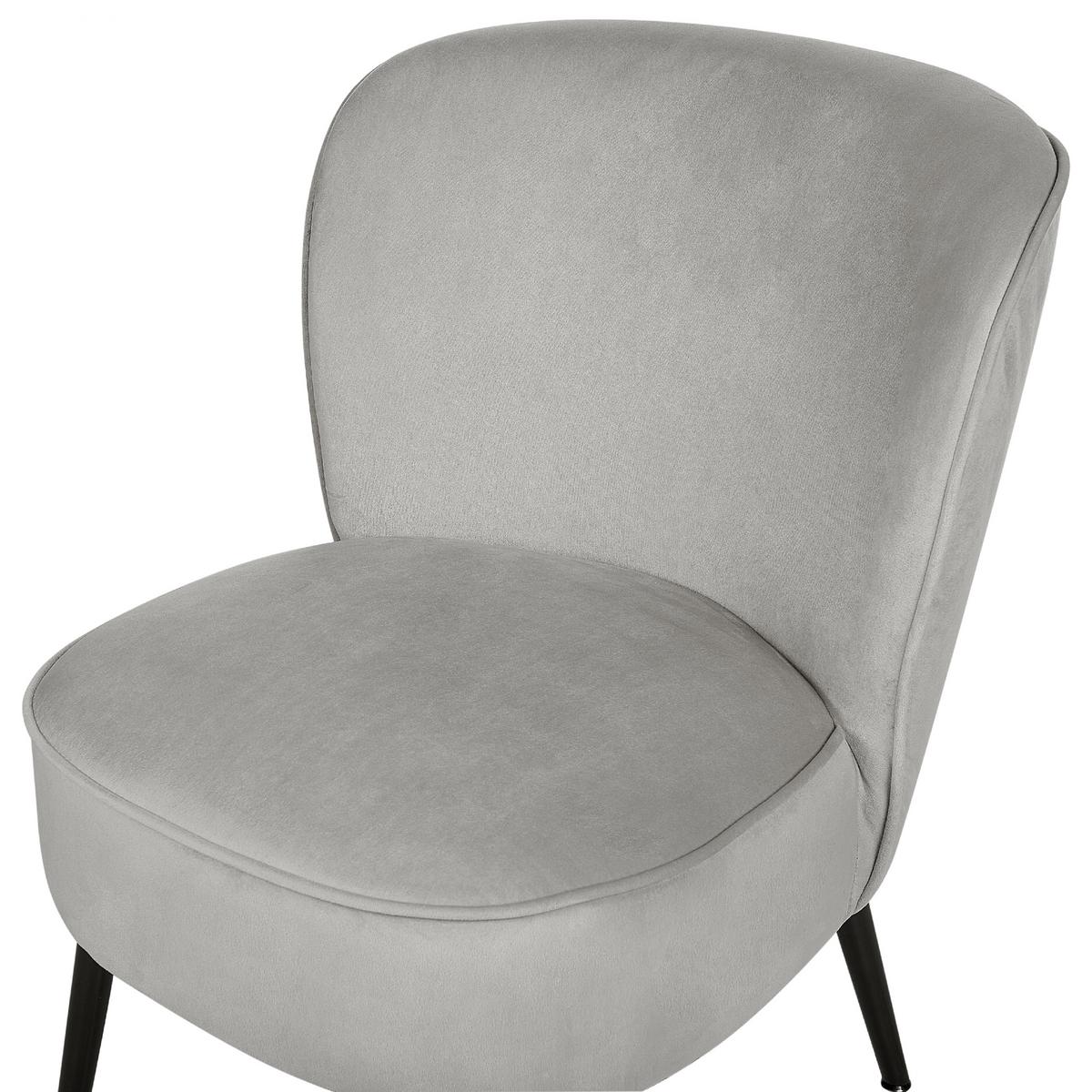 SESSEL Samtstoff hellgrau/schwarz Voss - Schwarz/Grau, Textil (60/76/52cm) - Beliani