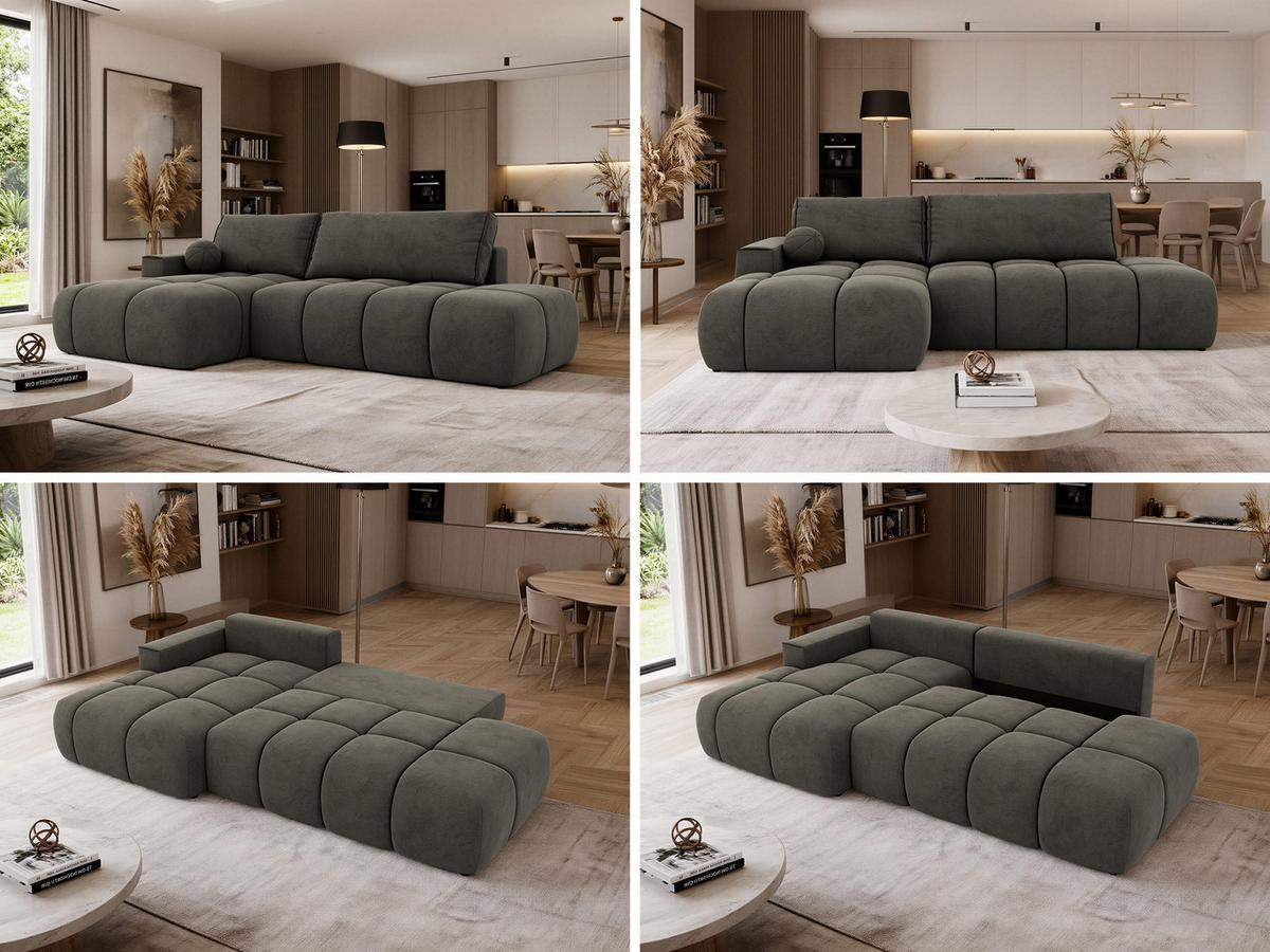 ECKSOFA LORAN L Dunkelgrau Velvet - Links - Dunkelgrau/Schwarz, Kunststoff/Textil (170/292cm) - MKS
