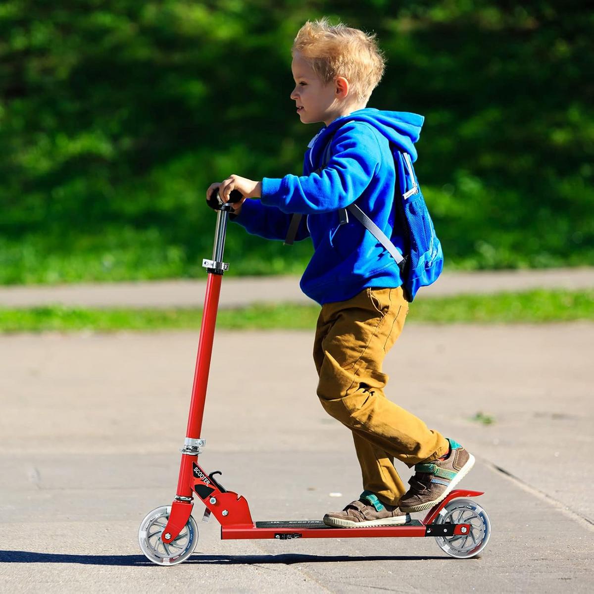 SCOOTER 85cm Rot - Rot, Metall (70/85/10cm) - COSTWAY