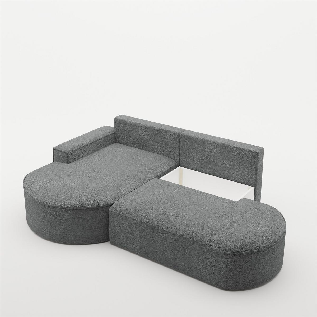 ECKSOFA Venedig Mit Schlaffunktion - Dunkelgrau, Holzwerkstoff/Textil (278/179cm) - Fun Möbel
