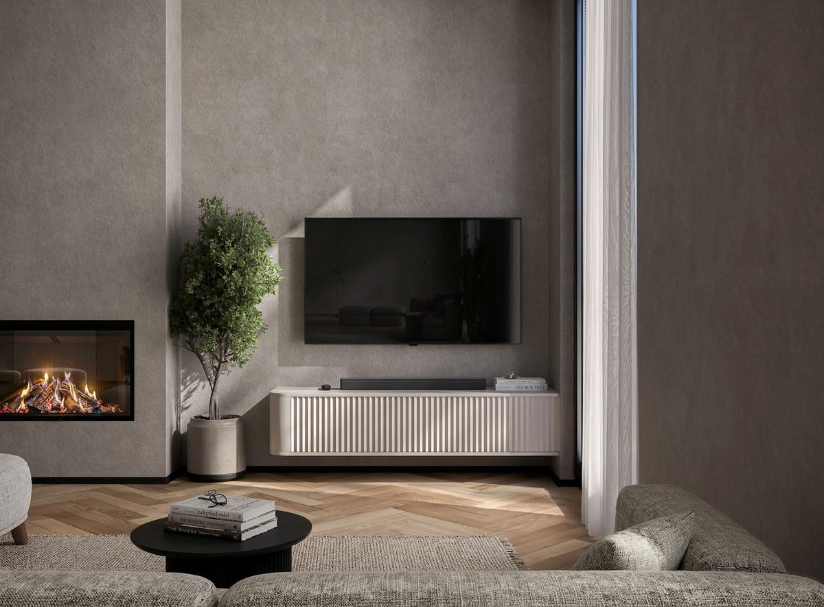 TV-LOWBOARD Aurora Kaschmir matt 140 cm - Kaschmir, Holzwerkstoff (140/30/35cm) - Meble Lindner