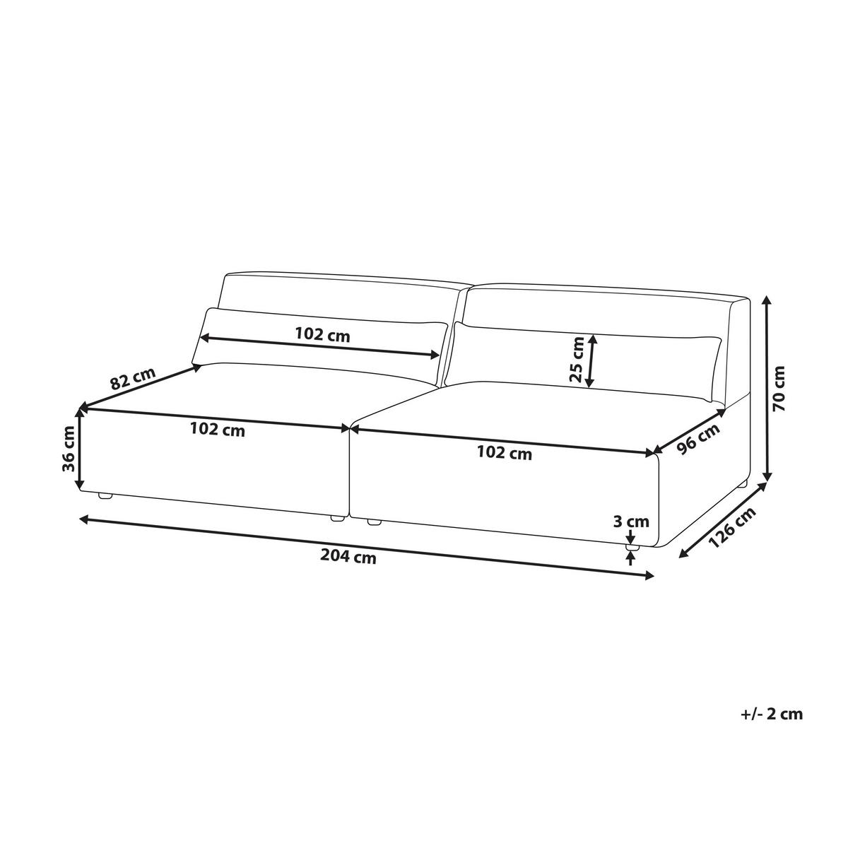 2-SITZER-SOFA grau ohne Armlehnen Hellnar - Grau, Textil (204/70/126cm) - Beliani