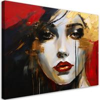 WANDBILD frau gesicht abstraktion - Rot, Textil (60/40cm) - Feeby