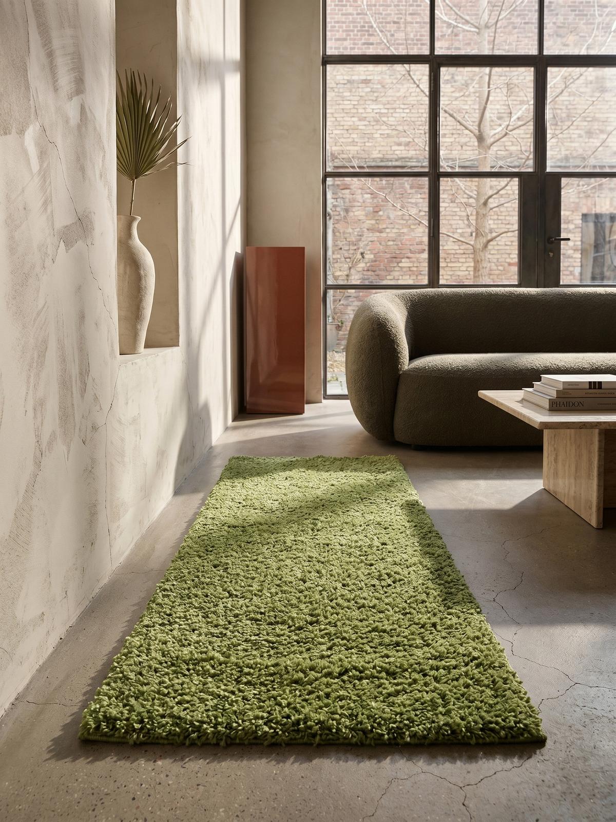 HOCHFLORTEPPICH RHEIN, einfarbig, aus Polypropylen, Grün, 80 x 150 cm - Grün, Textil (150/80cm) - KADIMA DESIGN