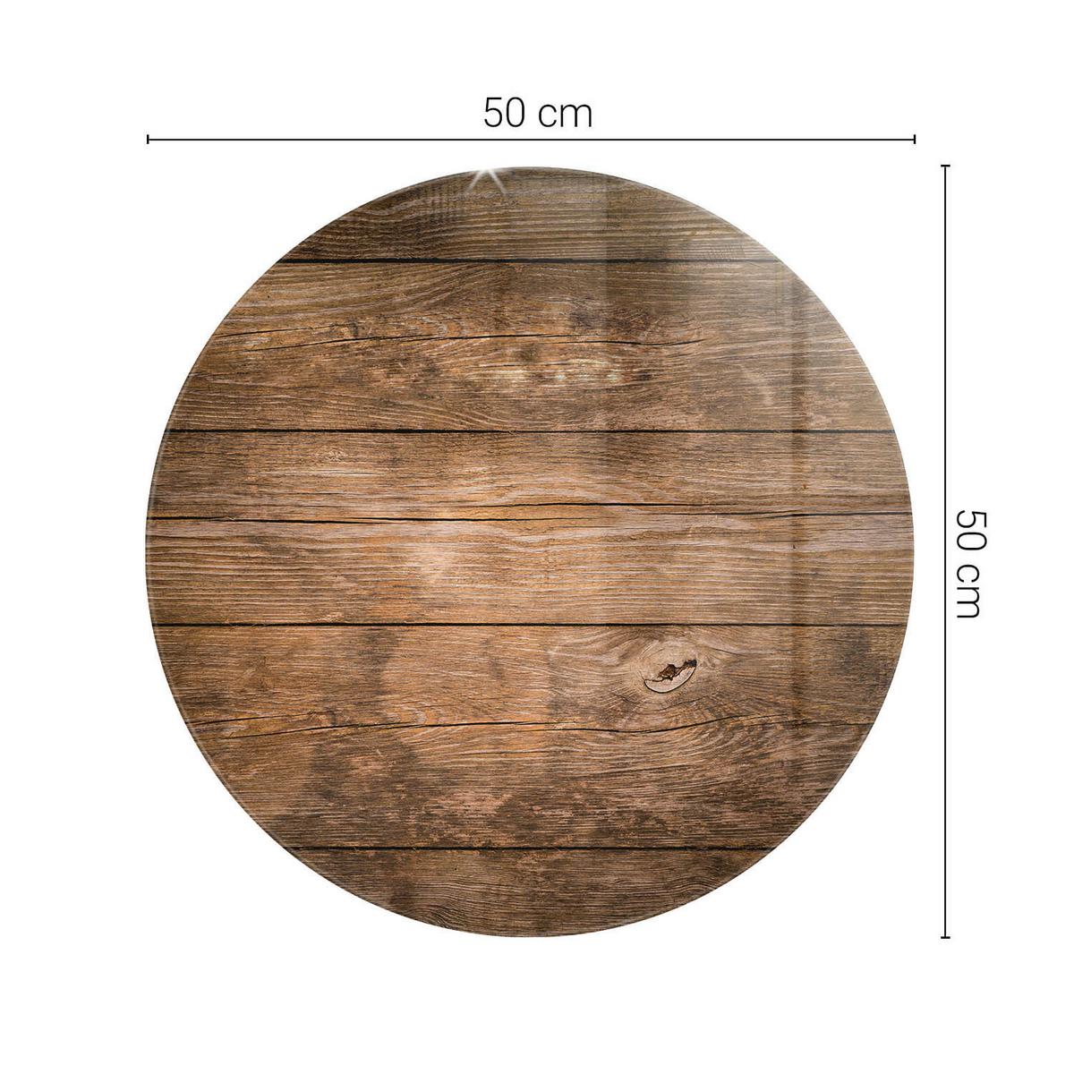 TISCHPLATTE fi50 cm Der Aufbau von Holzbrettern - Dunkelbraun, Glas (0.4/50/50cm) - TULUP