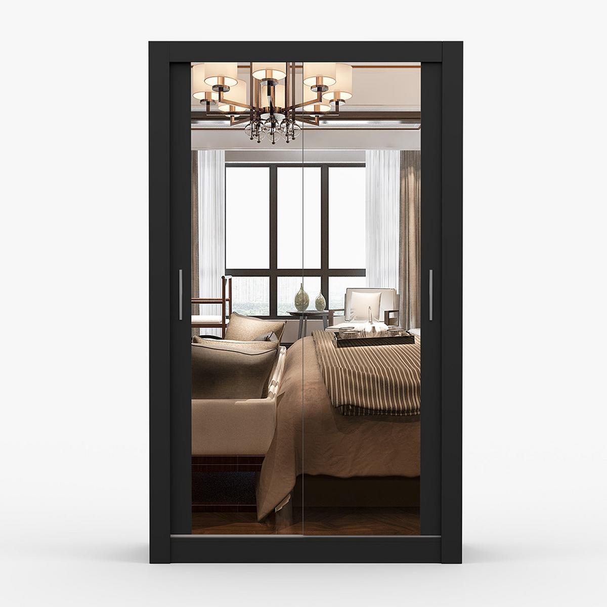 KLEIDERSCHRANK Milan 120 cm, 120/215/64, 2-türig, schwarz - Schwarz, Holzwerkstoff (120/215/64cm) - imoebel24