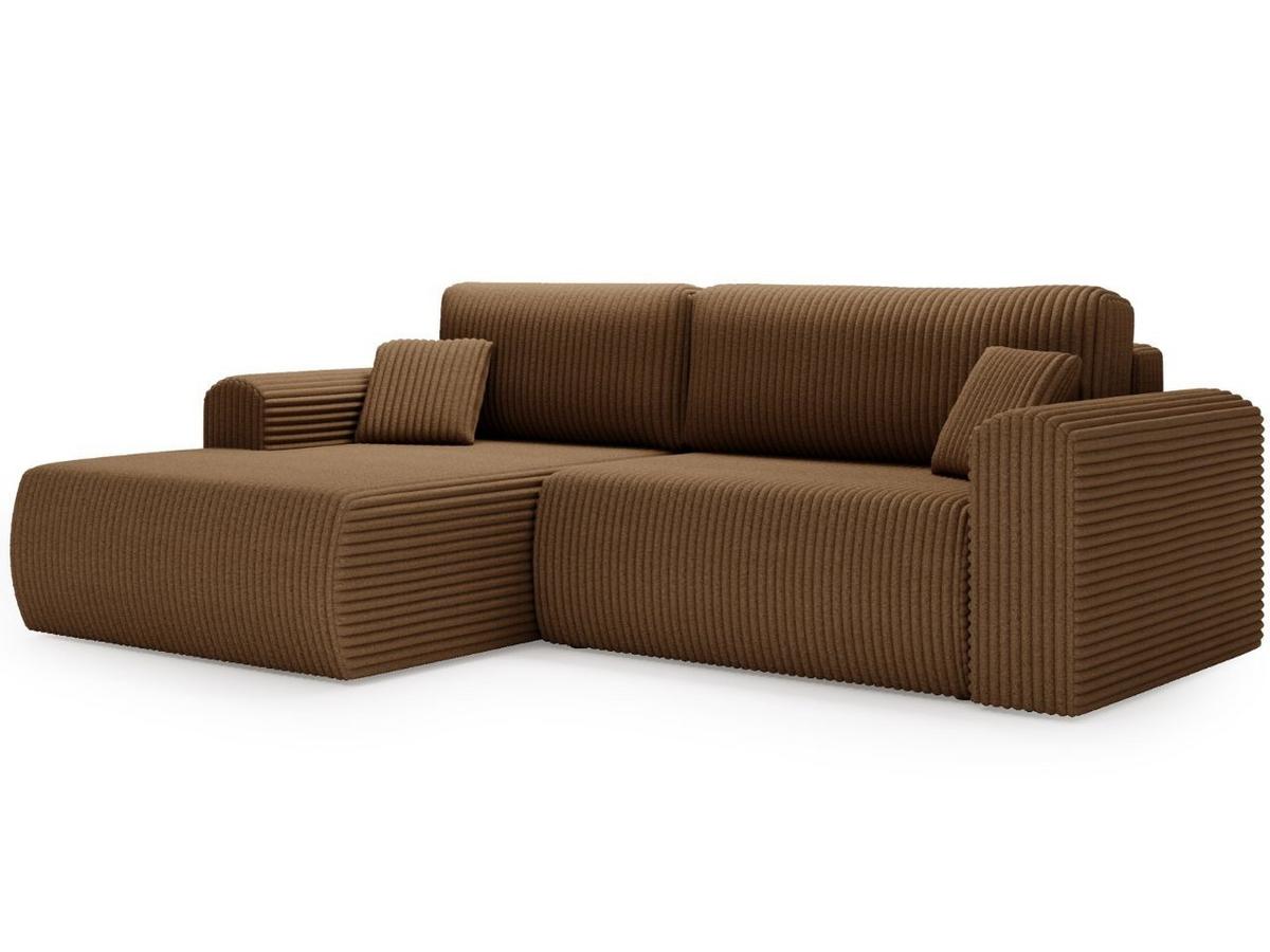 ECKSOFA Belvio Braun Links - Schwarz/Braun, Holz/Textil (257/177cm) - Graingold