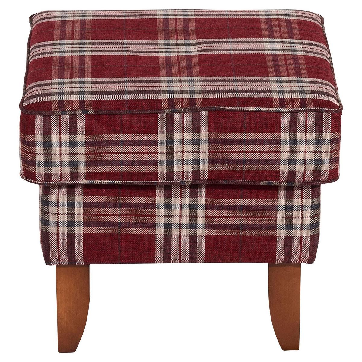 HOCKER Katria Bezug Flachgewebe Buche nussbaum / rot - Rot, Kunststoff (55/49/55cm) - 58aufmkessel