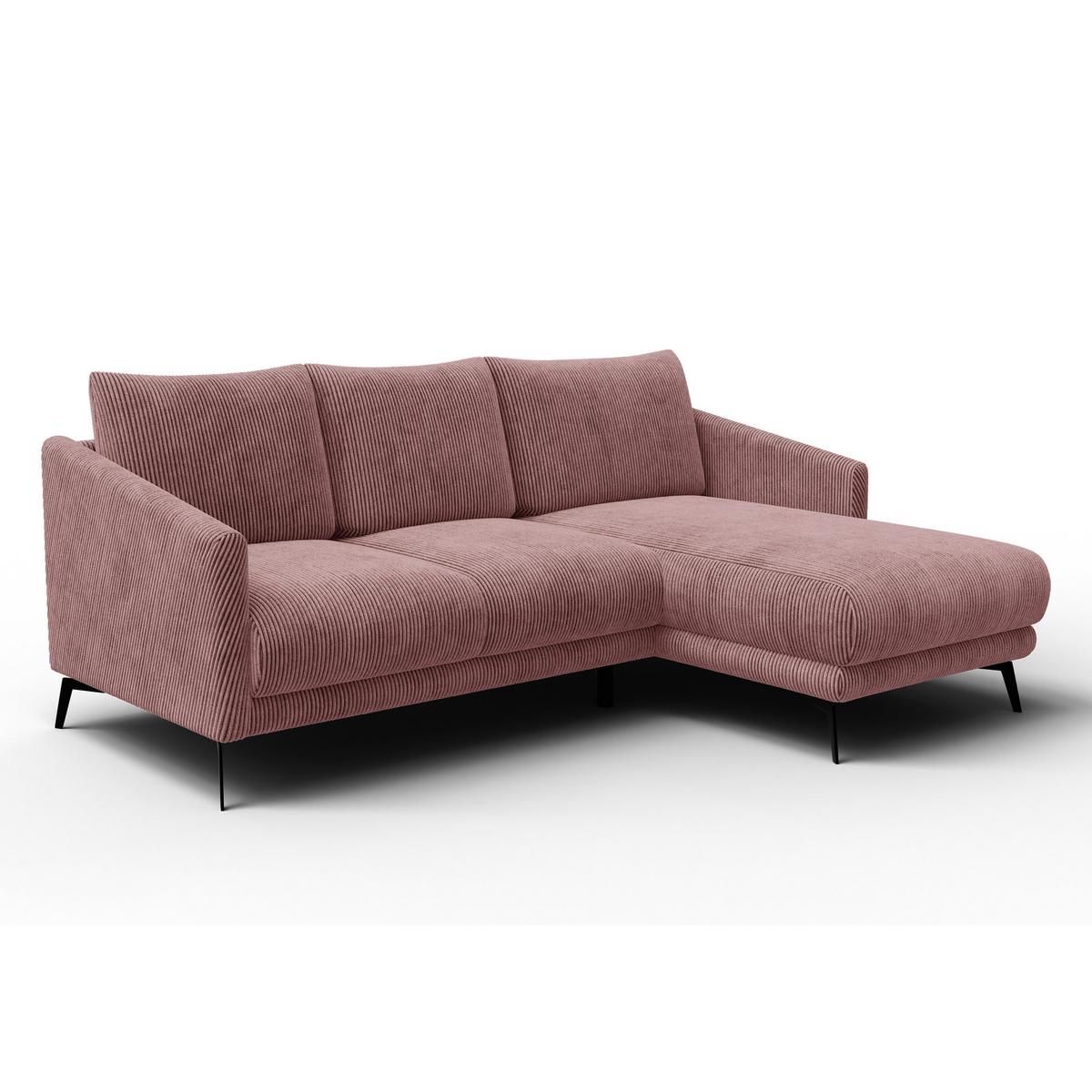 ECKSOFA VILT 3-Sitzer, altrosa - Altrosa/Schwarz, Holzwerkstoff/Textil (221/156cm) - Wozimo