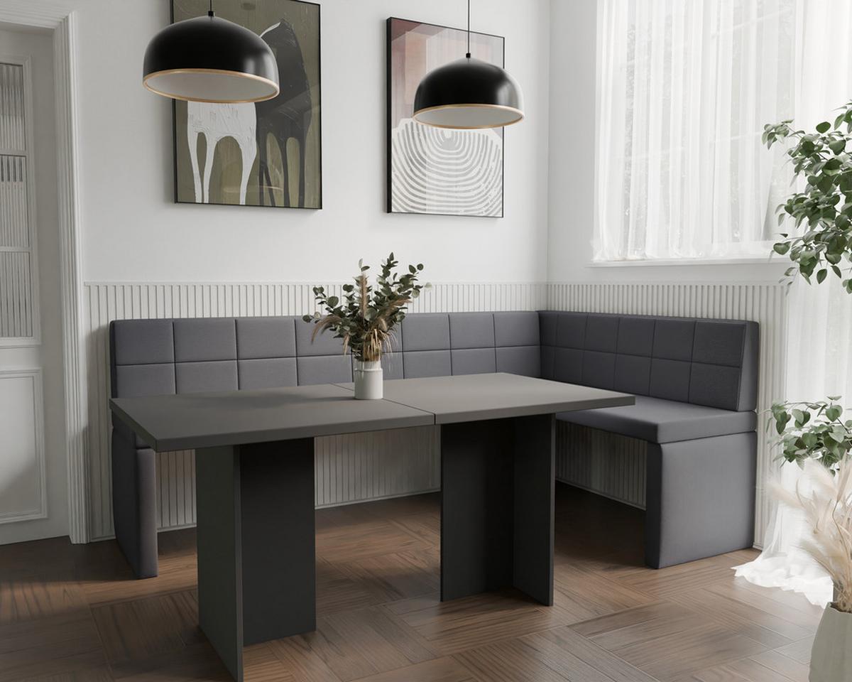 ECKBANK rechts MELVIN Kunstleder, 128/168 cm Dunkelgrau - Dunkelgrau, Holz/Kunststoff (128/168cm) - Idohome