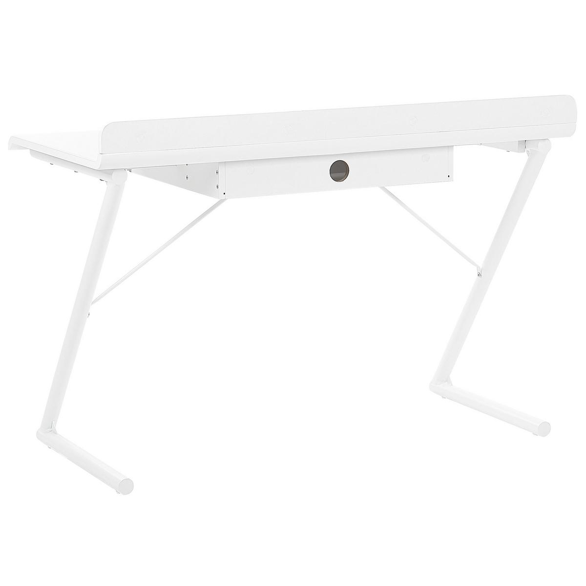 SCHREIBTISCH weiß/heller Holzfarbton 120/60/84 cm Focus - Weiß, Holzwerkstoff (60/120/84cm) - Beliani