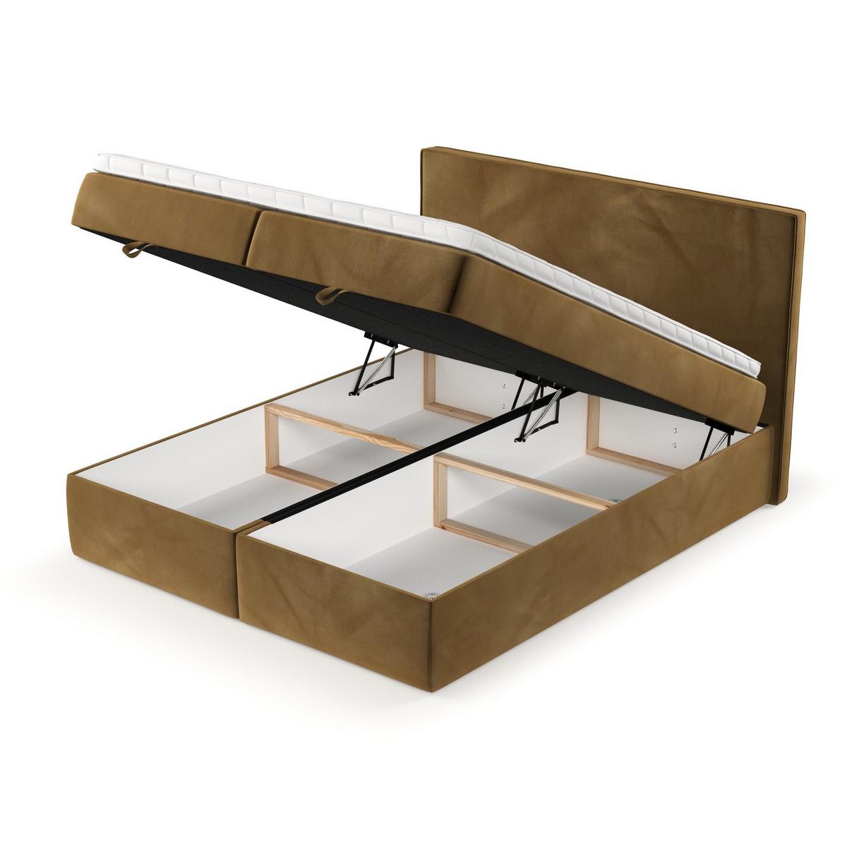 BOXBETT Velma 180/200 cm Honiggelb im Kronos Stoff - Schwarz/Honig, Holz/Holzwerkstoff (180/200cm) - AltaBeds