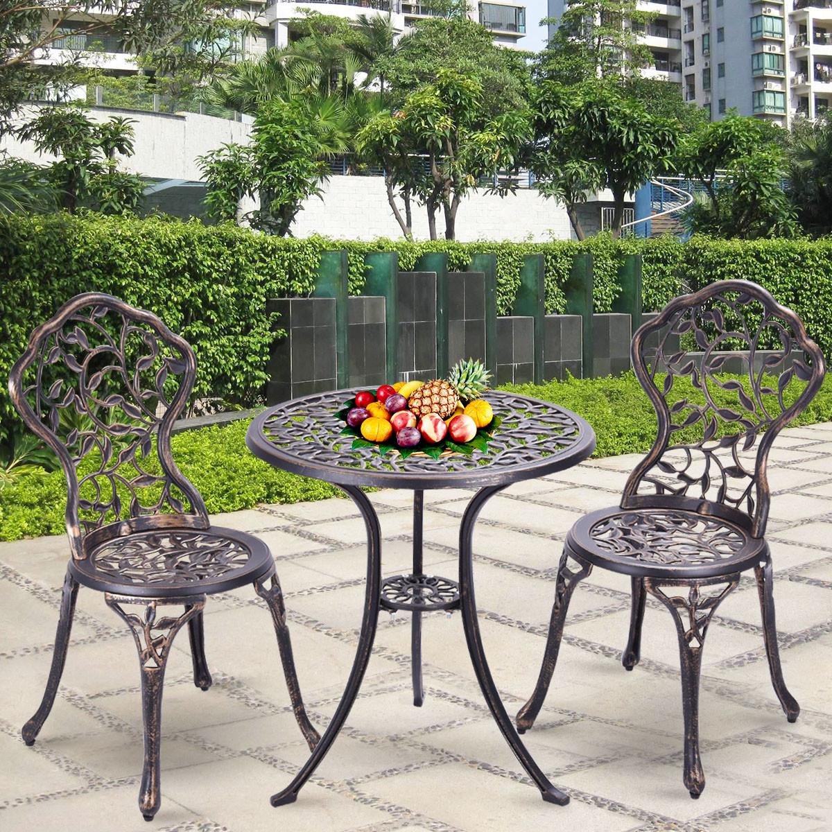 SITZGRUPPE Antik Bistroset Balkonset Kupfer(3-teilig) - Kupferfarben, Metall - COSTWAY