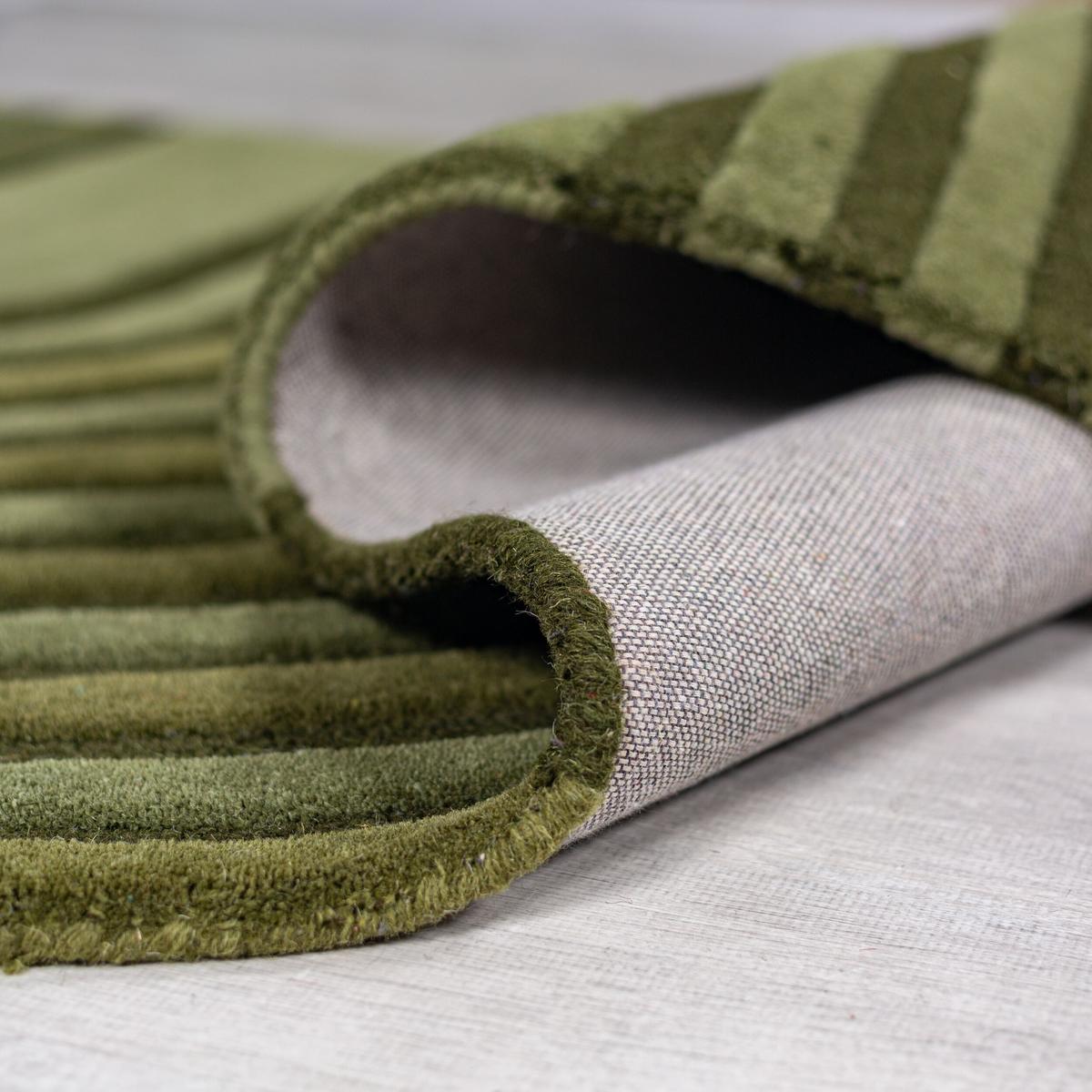 WOLLTEPPICH LEVEN, geometrisch, Olivegrün, 120 x 180 cm - Grün, Textil (180/120cm) - KADIMA DESIGN