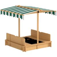 SANDKASTEN aus Tannenholz Polyester Grün Weiß - Hellbraun, Holz (106/106/115cm) - Outsunny