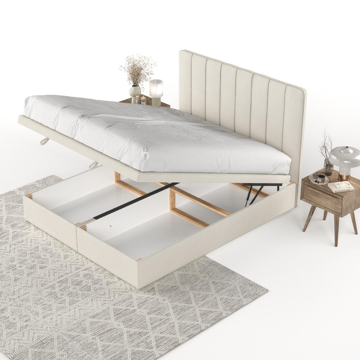 POLSTERBETT Vienna mit Stauraum 180/200 cm Hellbeige im Alta Stoff - Sandfarben/Schwarz, Holz/Holzwerkstoff (180/200cm) - AltaBeds