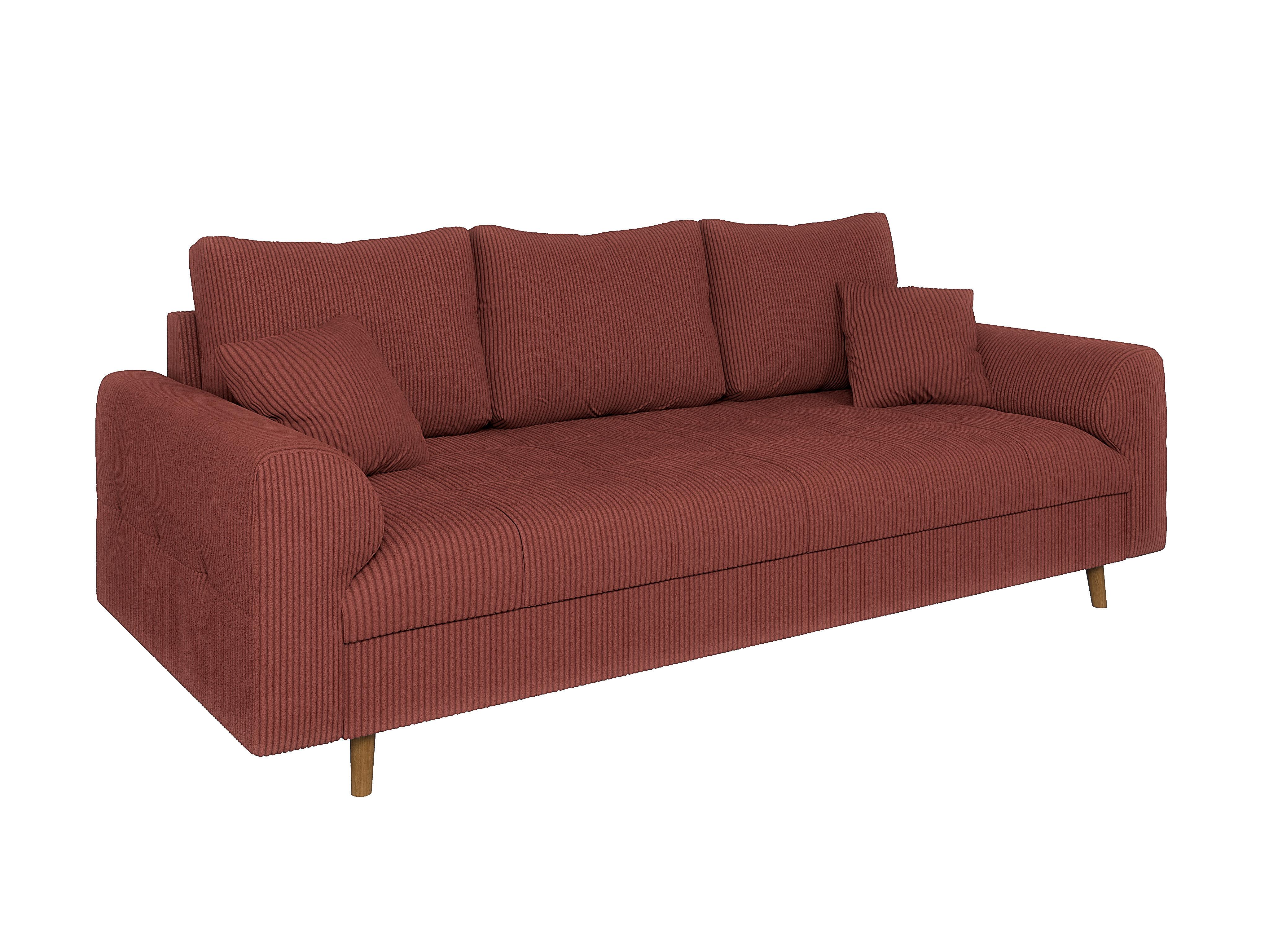 3-SITZER-SOFA Alma Terrakotta Cord - Terracotta/Braun, Holz/Textil (210/81/93cm) - S-Style Möbel