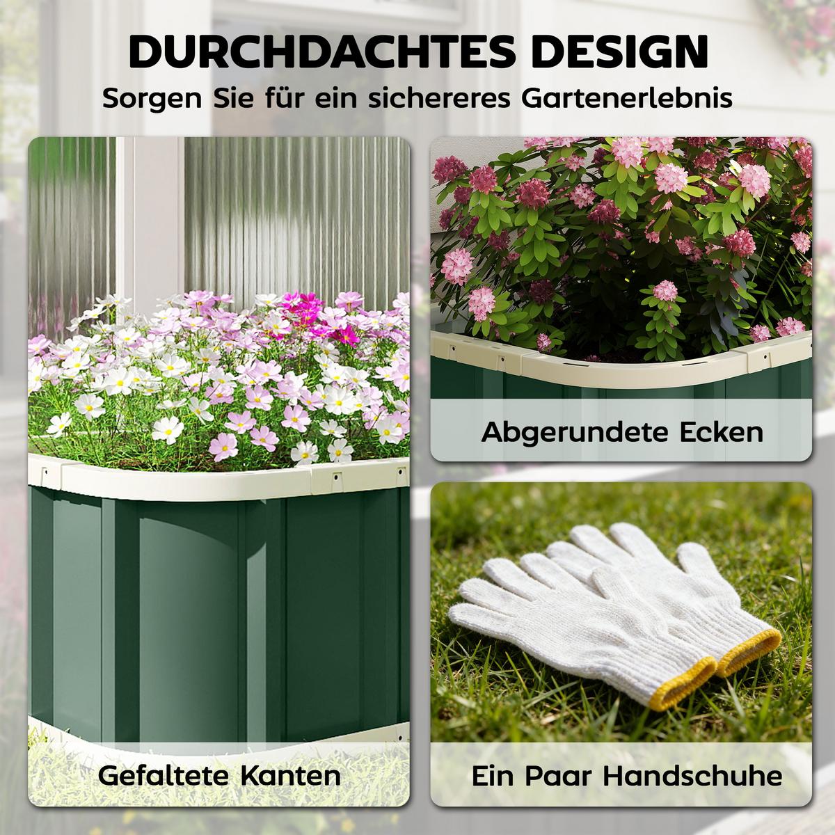 HOCHBEET Verzinkter-Stahl Kunststoff Grün 136/52/31 cm - Hellgrün, Metall (52/31/136cm) - Outsunny