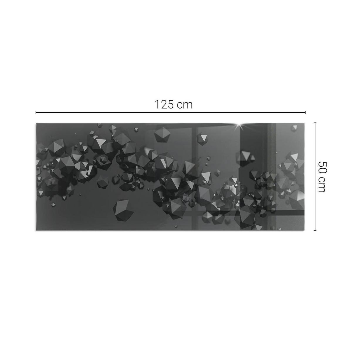 GLASPLATTE für Kamin 125x50 cm - Schwarz, Glas (125/50/0.4cm) - TULUP