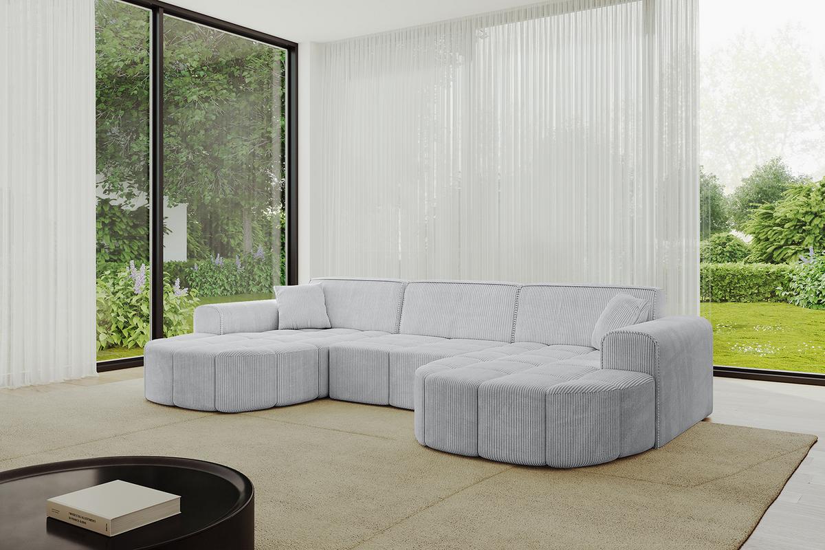 WOHNLANDSCHAFT LIVO-U1 - 315x173x79,5 cm Grau - Grau, Holzwerkstoff/Textil (315/79/173cm) - ALTDECOR