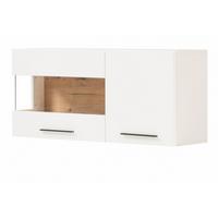 HÄNGEVITRINE weiß matt, Evoke Eiche, Vitrine hängend 120 cm, Soft-Close-Funktion - Eichefarben/Schwarz, Glas/Holzwerkstoff (120/54/35cm) - Furn.Design