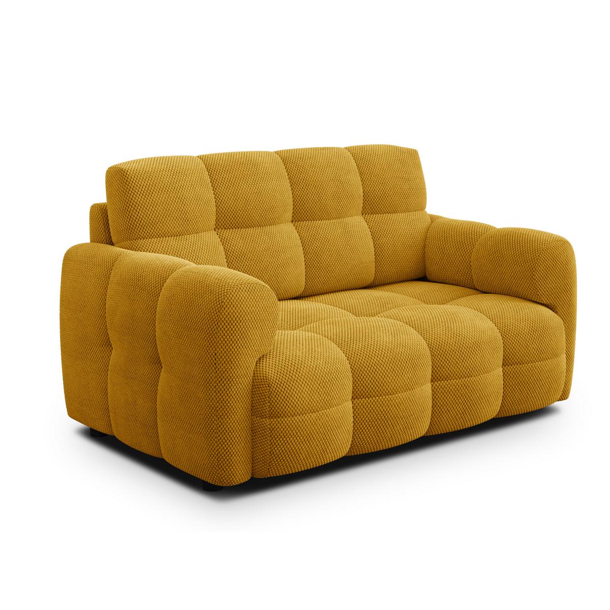 SOFA MELLOW 2-Sitzer, safran - Gelb/Schwarz, Holz/Textil (153/87/98cm) - Wozimo