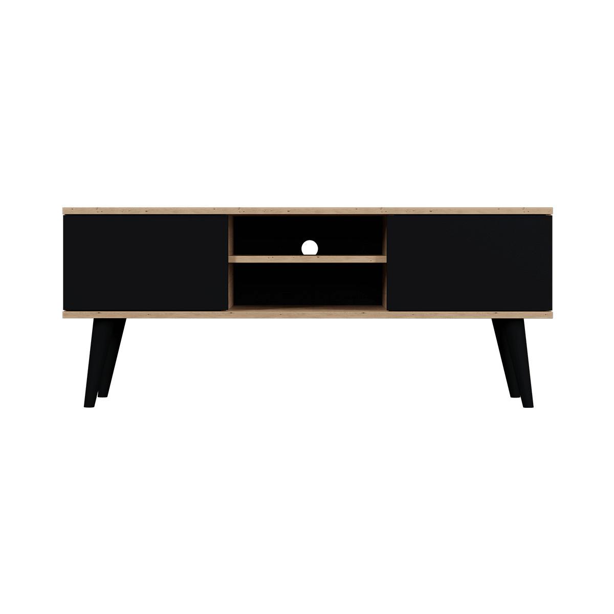 TV-MÖBEL Toronto Schwarz und Holz - Schwarz/Braun, Holzwerkstoff (120/35/55cm) - Petits-meubles
