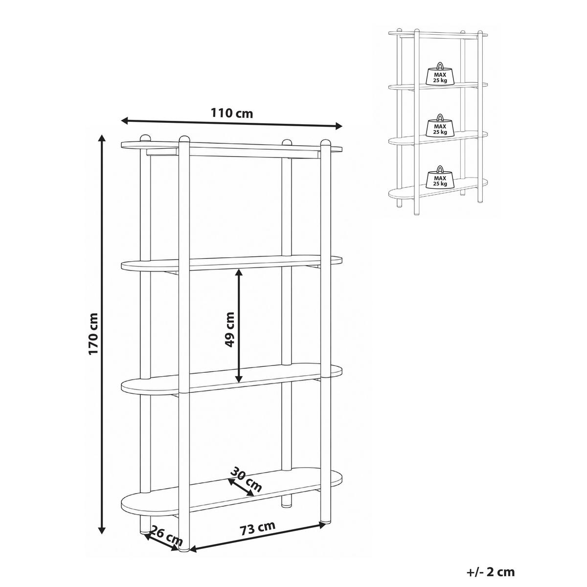 BÜCHERREGAL mit 3 Ebenen 170 cm Beige Granity - Beige, Holzwerkstoff (110/170/30cm) - Beliani
