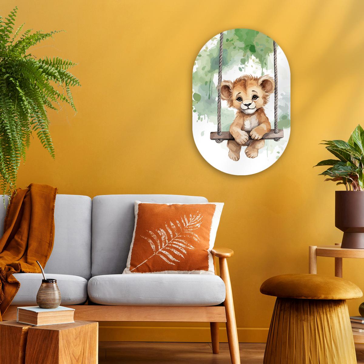 WANDBILD Löwe - Tier - Kinder - Dschungel Deko Wohnzimmer 40x60 cm - Hellbraun, Kunststoff (40/60cm) - MuchoWow