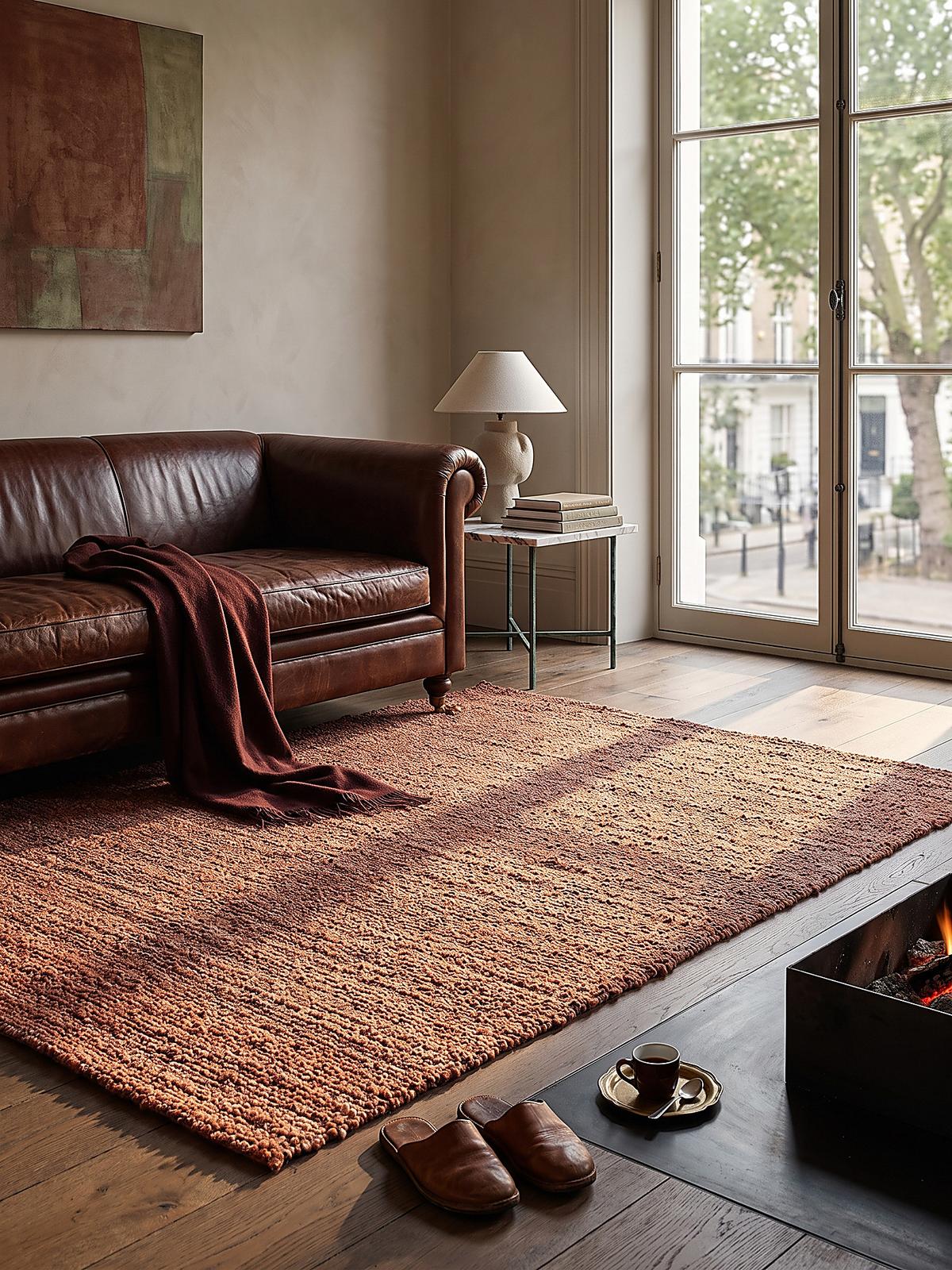 KURZFLORTEPPICH handgewebt GLAVEN, Bouclé-Struktur, Terrakotta, 200 x 290 cm - Orange, Textil (200/290cm) - KADIMA DESIGN