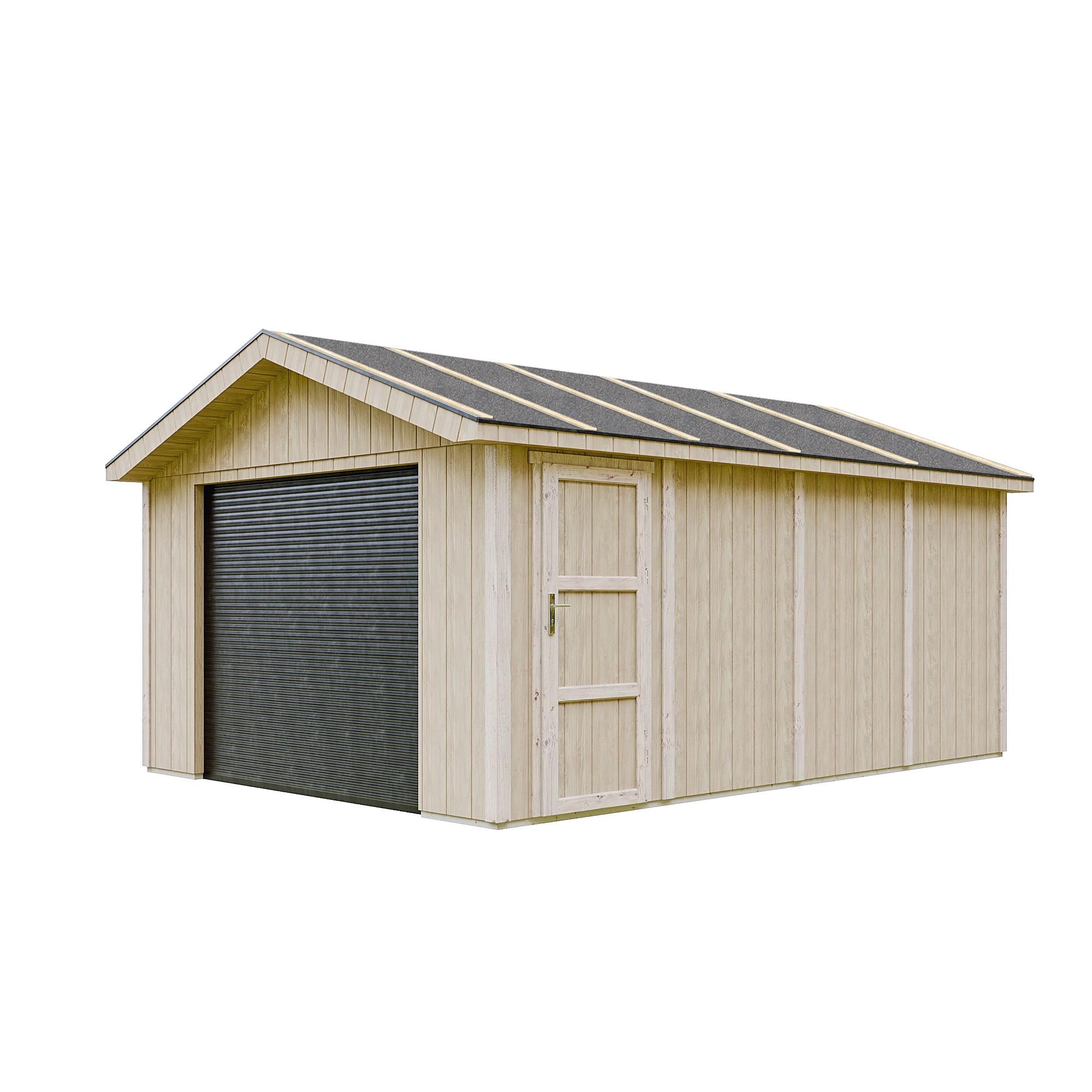 GARAGE Premium Qualität 17 m²- L378xB530 cm - Konstruktion aus LP Smartside-Panels - Gartenhaus M991B - Beige, Holzwerkstoff (354/269/486cm) - Timbela