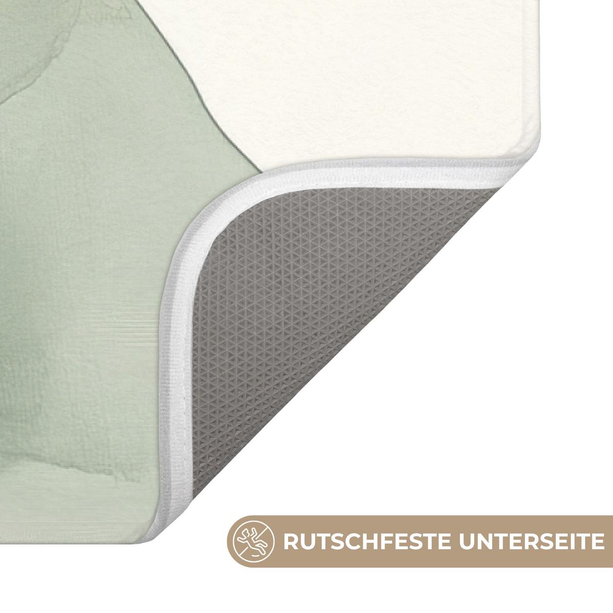 BADEMATTE Japandi - Abstrakt - Grün 90x60 cm - Grün, Textil (90/60cm) - OnlyWow