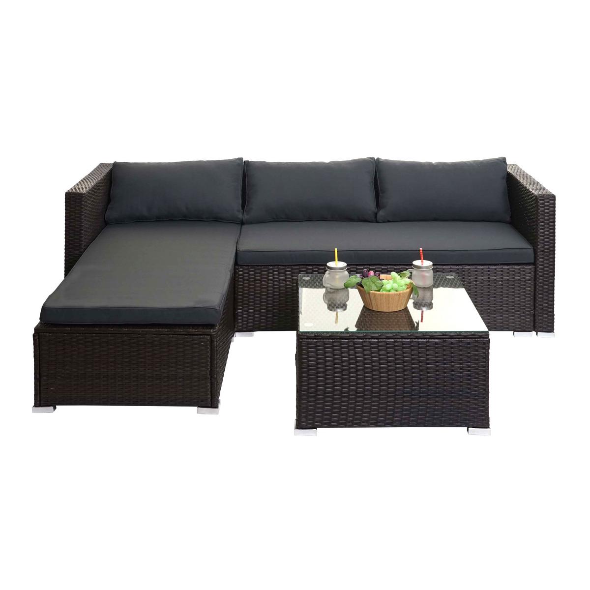 POLY-RATTAN GARNITUR Braun, Grau - Braun/Grau, Kunststoff - MCW
