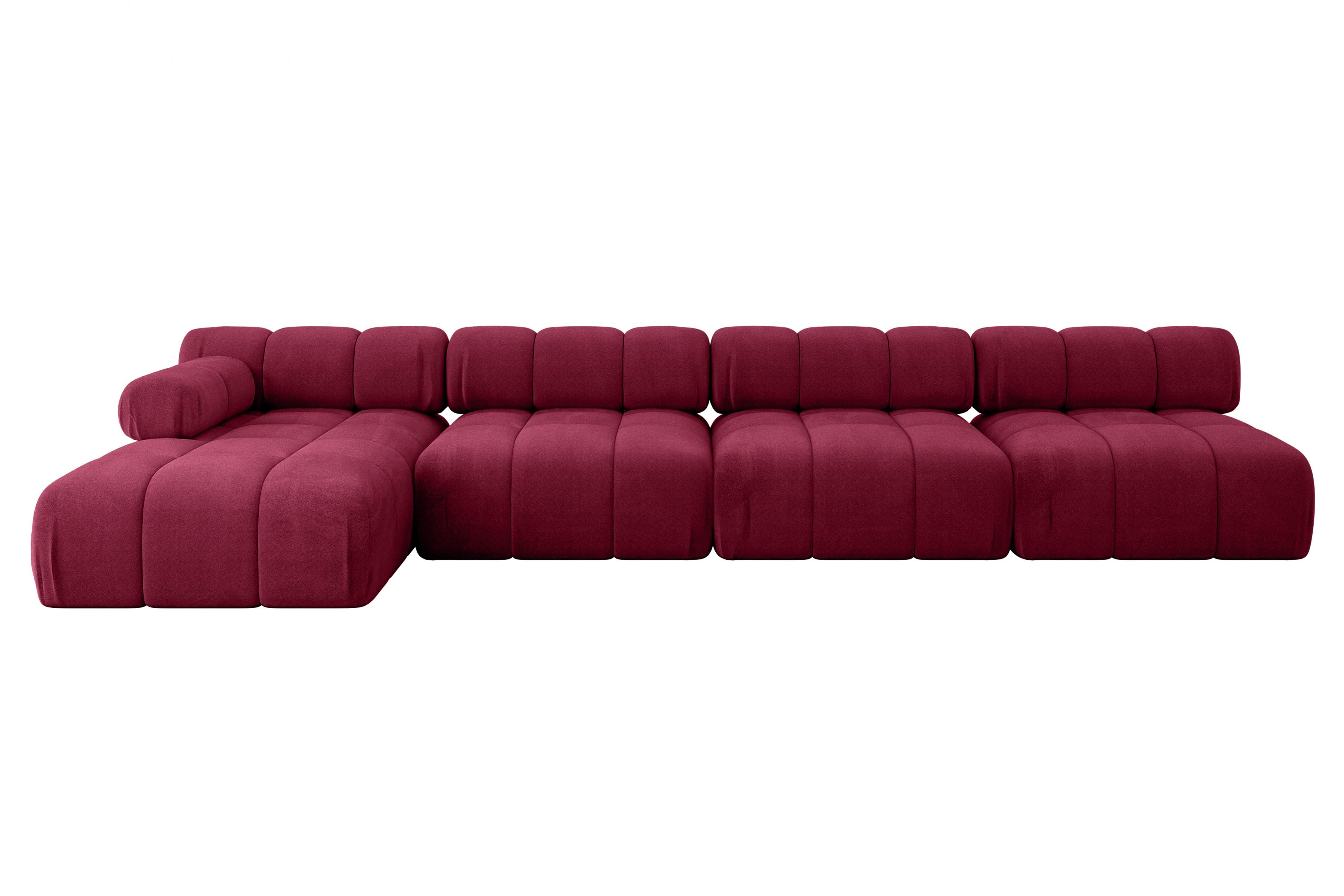 ECKSOFA modulares Sofa Razon-L3 - 380x160x70 cm Bordeauxrot Velours - Bordeaux, Holzwerkstoff/Textil (380/160cm) - ALTDECOR