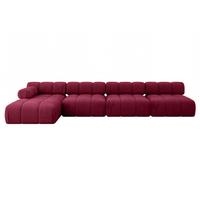 ECKSOFA modulares Sofa Razon-L3 - 380x160x70 cm Bordeauxrot Velours - Bordeaux, Holzwerkstoff/Textil (380/160cm) - ALTDECOR