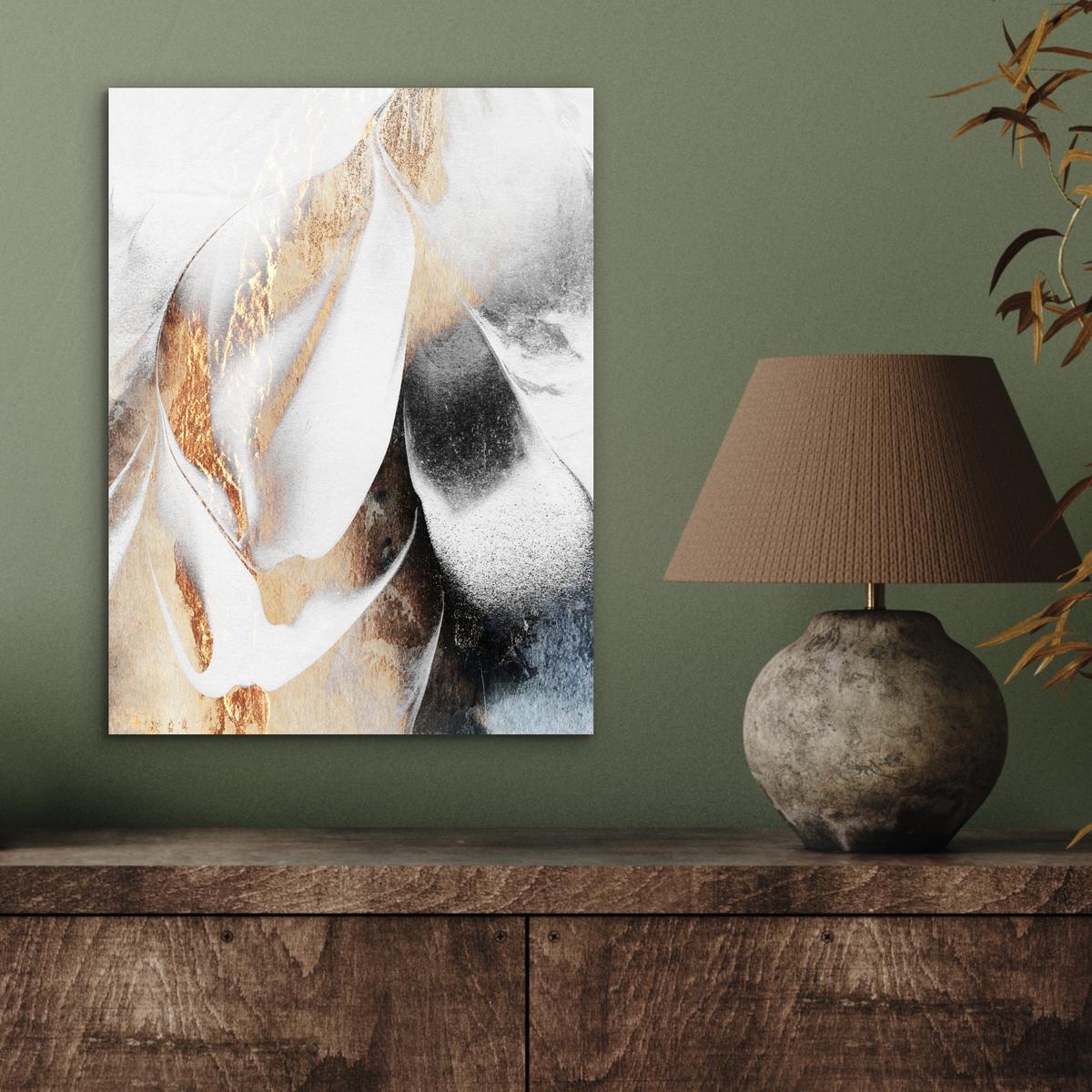 METALLBILD Luxus - Abstrakt - Gold - Weiß 30x40 cm - Goldfarben, Metall (30/40cm) - MuchoWow