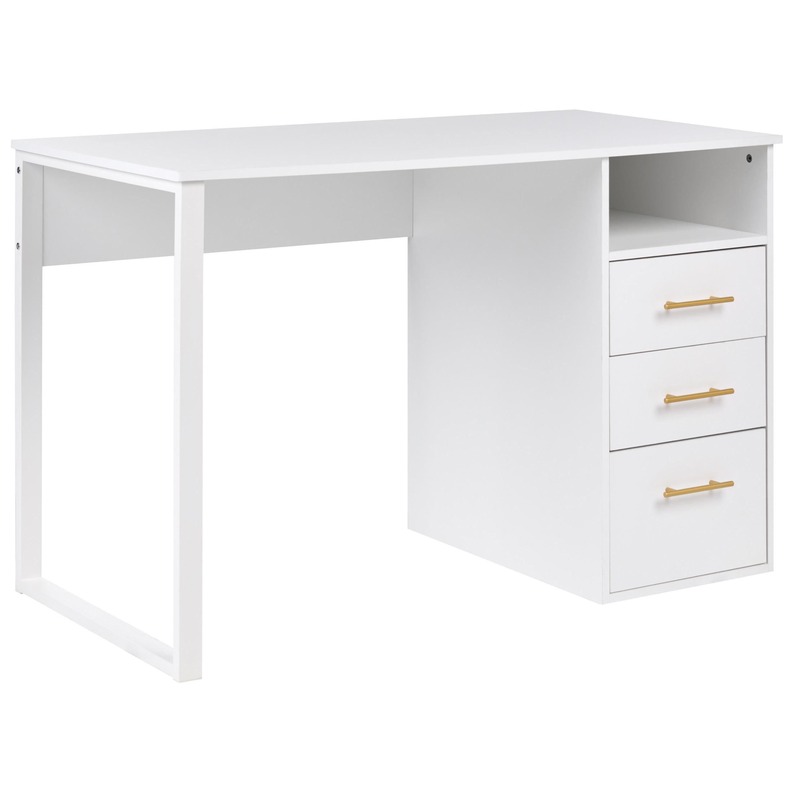 SCHREIBTISCH Weiß 120/60 cm Zerlay - Weiß, Holzwerkstoff (60/120/77cm) - Beliani
