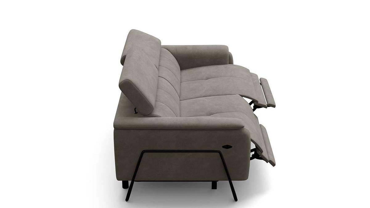 RELAXSOFA RODEN 3-Sitzer mit 2 Relax, beige, Veloursstoff - Beige, Holz/Textil (194/82/103cm) - Wozimo
