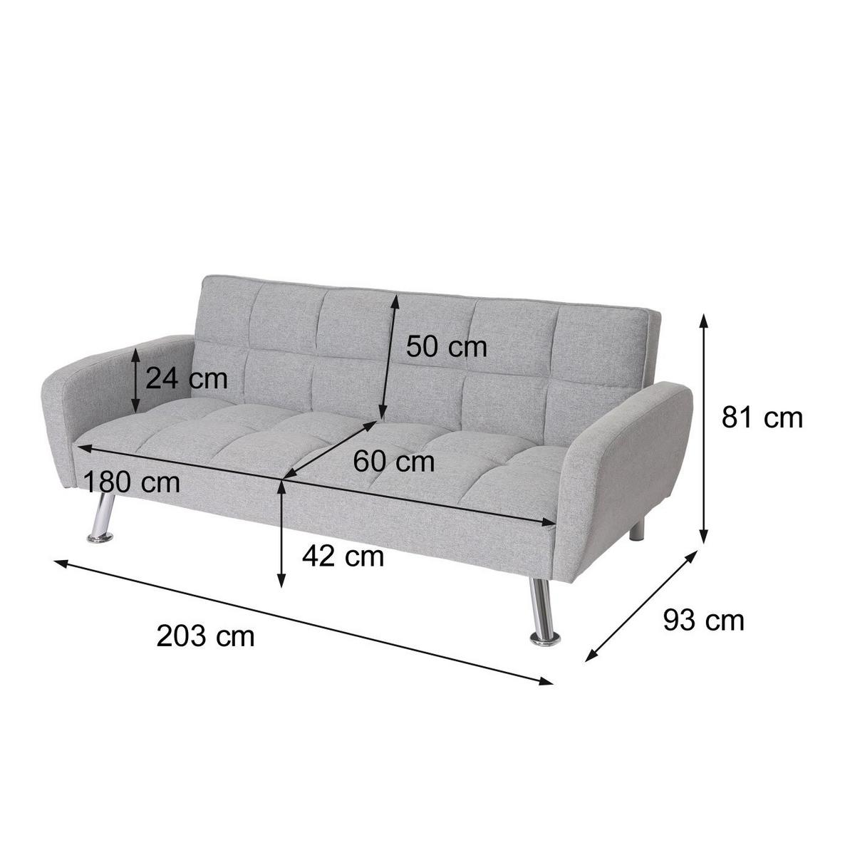 SOFA Hellgrau - Hellgrau, Textil (203/81/93cm) - MCW