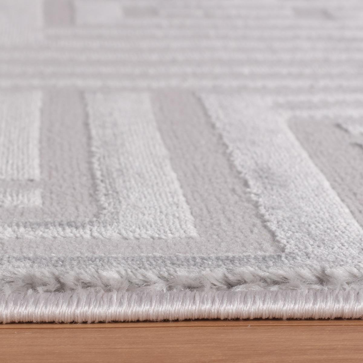 TEPPICH Kurzflor ILLER in Silber, mit 3D-Design, aus Jute, Florhöhe 12 mm, 140 x 200 cm - Silberfarben, Textil (140/200cm) - KADIMA DESIGN