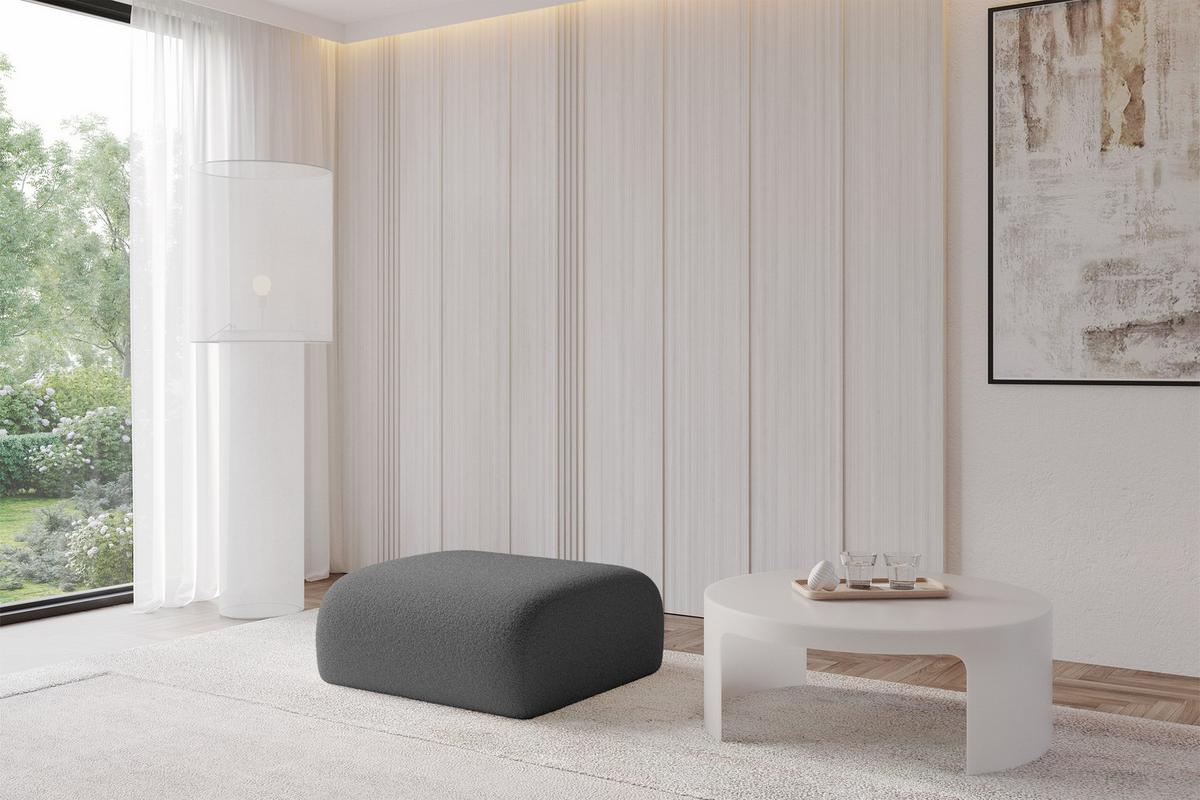 POUF MIRA-PUF 91x89x40 Grau cm Bouclé Modular Sitzhocker - Platinfarben/Schwarz, Holzwerkstoff/Kunststoff (91/40/89cm) - ALTDECOR