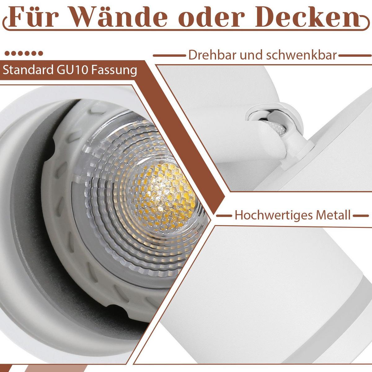 DECKENSTRAHLER Salzuflen 1-flammig 6/6/17 cm - Weiß, Metall (6/6/17cm) - Nettlife