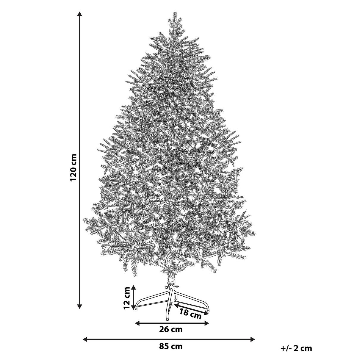 WEIHNACHTSBAUM 120 cm Weiß Bassie - Weiß, Kunststoff (120cm) - Beliani