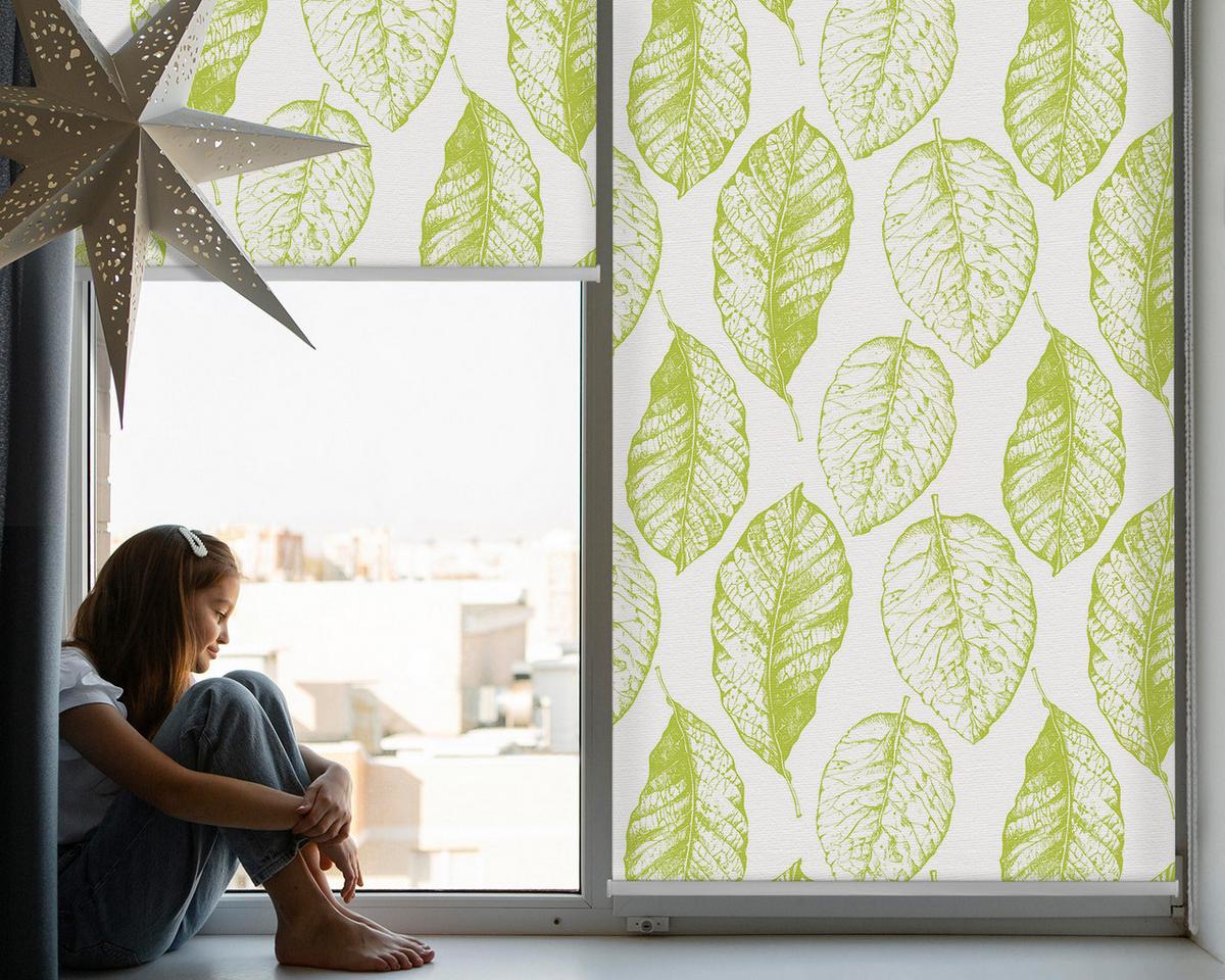 INNENROLLO - Fensterrollo - Rollo - 90x140 cm - Limettenblätter - Grün, Kunststoff (90/140/0.5cm) - TULUP