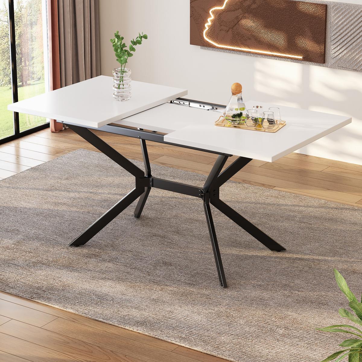 ESSTISCH Weiß 120-160/80/75 cm - Braun, Holzwerkstoff/Metall (160/80/75cm) - Urban Meuble